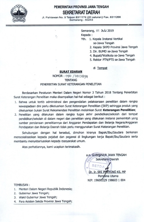 Surat Ijin Penelitian Kesbangpol Semarang - CONTOH-SURATKU